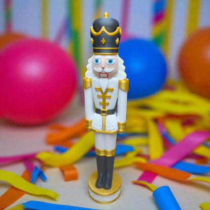 Ornate White and Gold Chunkable Nutcracker