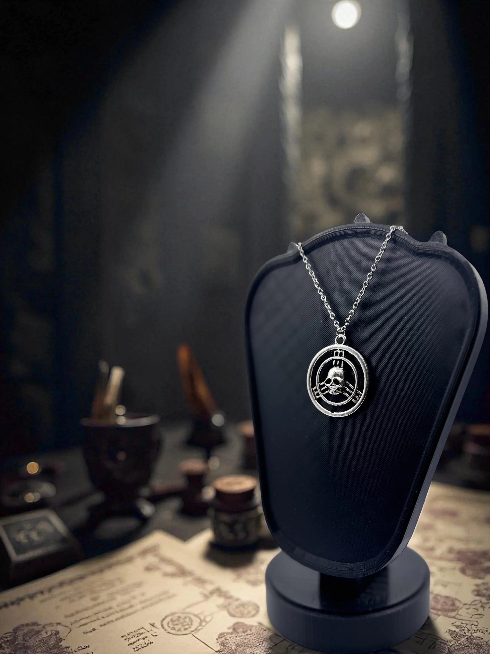 ☠️ “Marked by Shadows” — Assassin’s Creed Skull Emblem Necklace - MacGuffin Shop
