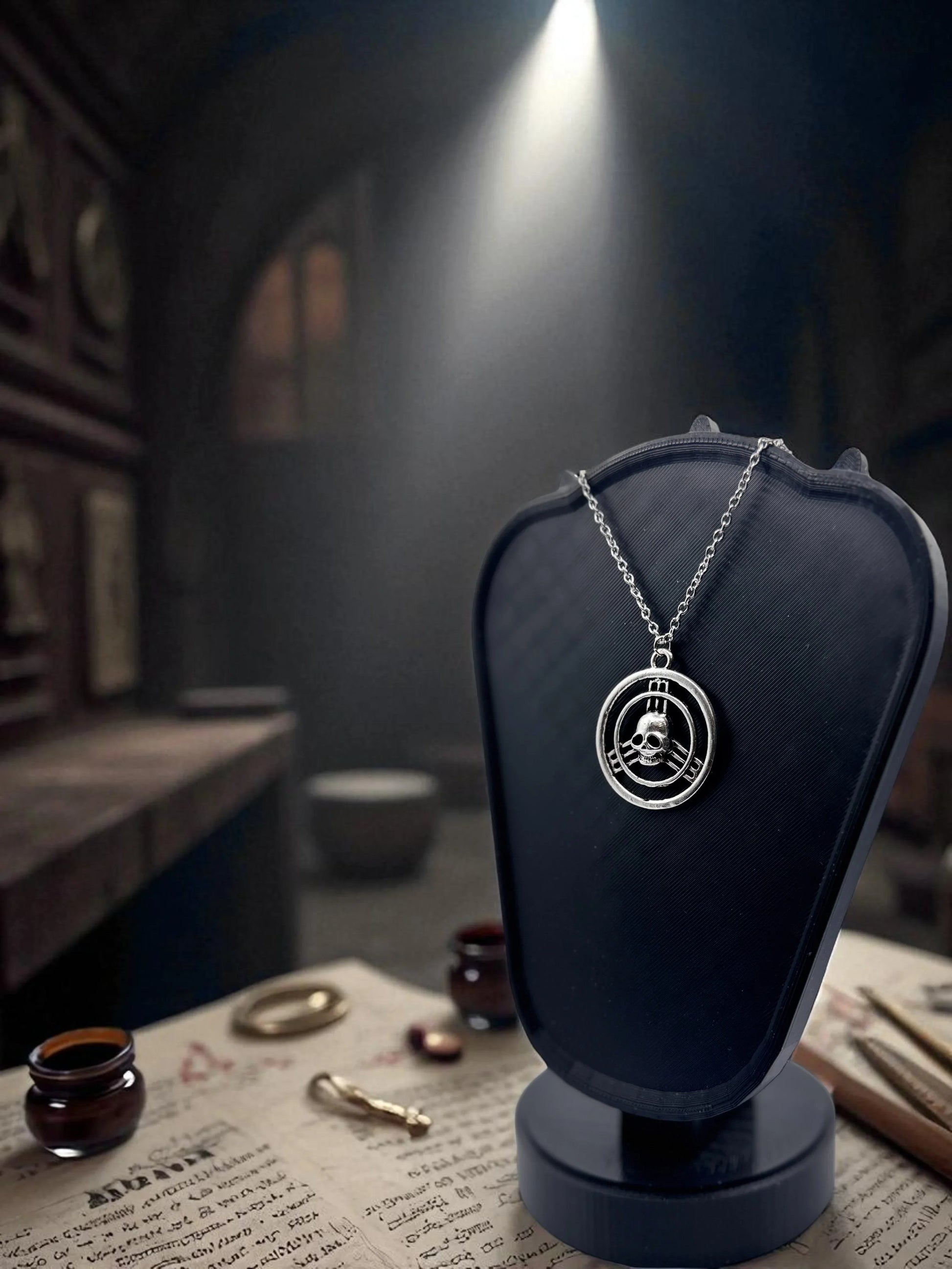 ☠️ “Marked by Shadows” — Assassin’s Creed Skull Emblem Necklace - MacGuffin Shop