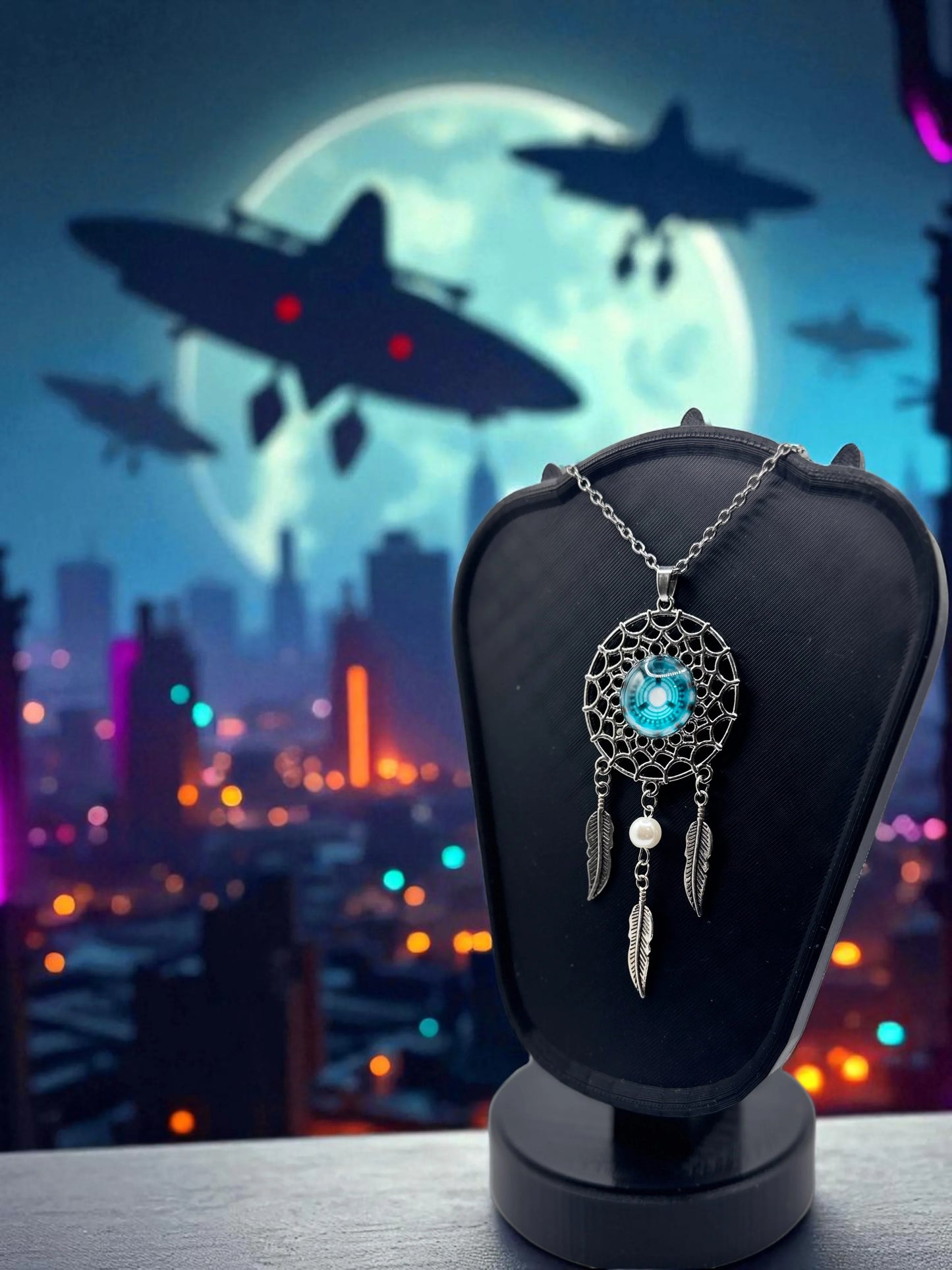 💠 “TechnoDream” — Sci‑Fi Arc Reactor Dreamcatcher Necklace - MacGuffin Shop